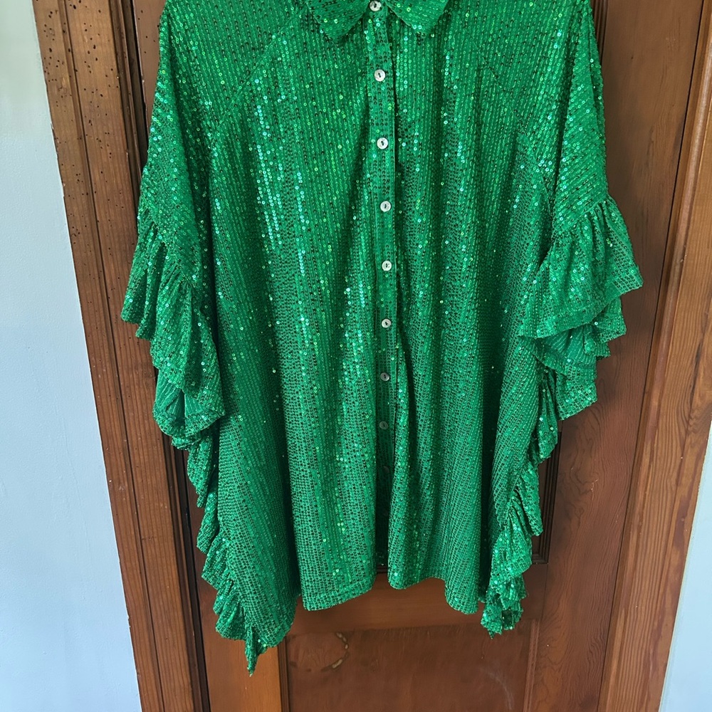 Fantastic Fawn Emerald Sequin Top
